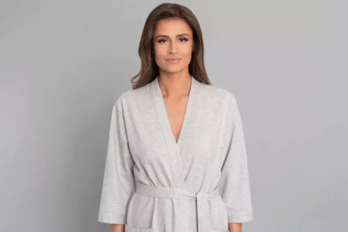 Дамски халат Karla Италианска мода - светъл меланж