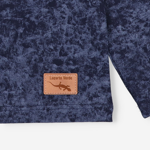 KAR-1021 Блуза с дълъг ръкав Lagarto Verde за момче, тъмносиня - памук с еластан, полско производство