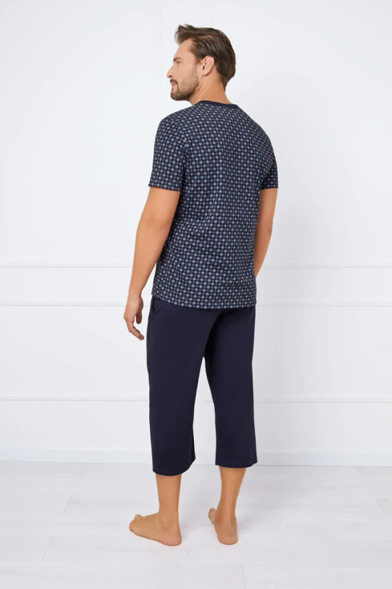 Gerard Мъжка пижама с къс ръкав, 3/4 панталон Италианска мода - принт/зелено