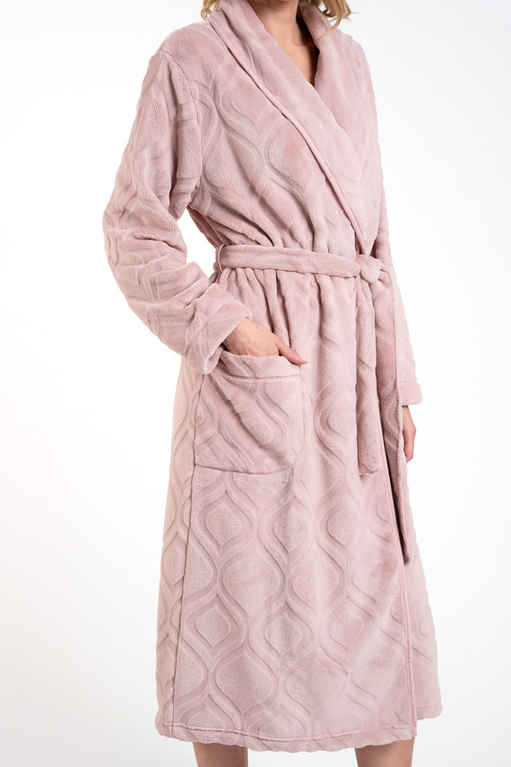 Дамски халат от полар Morena Италианска мода - прахово розово 