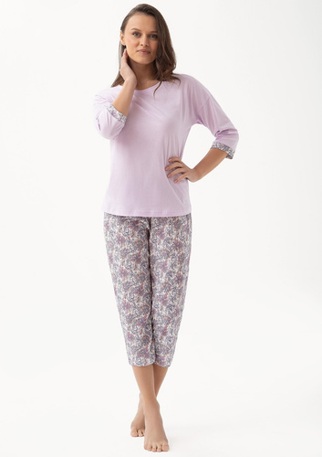 343 Дамска пижама Luna heather – памук, 3/4 ръкав, комфорт и женствен стил