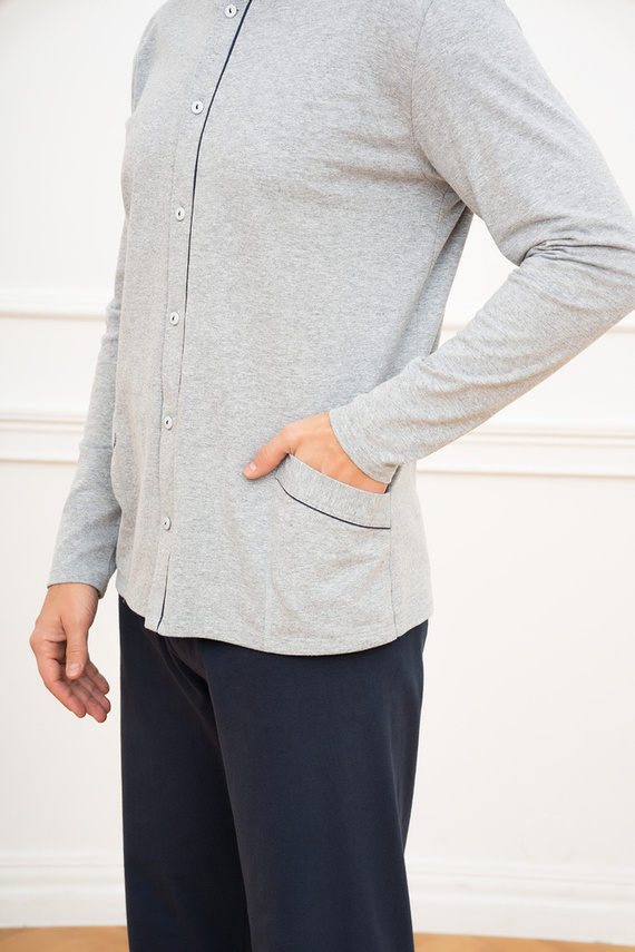 Alcest Мъжки дълъг ръкав и дълъг панталон Италианска мода - тъмно синьо