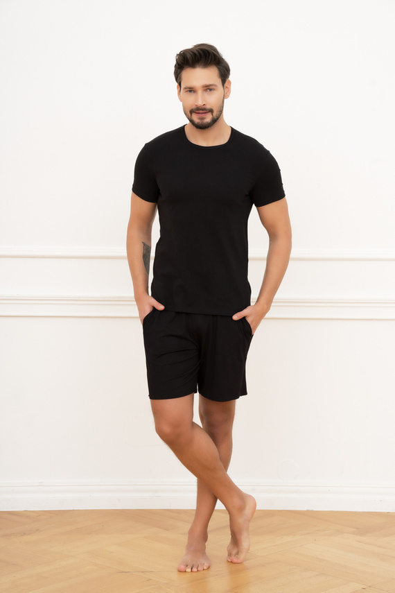 Ikar Мъжка тениска с къс ръкав Италианска мода - черна 