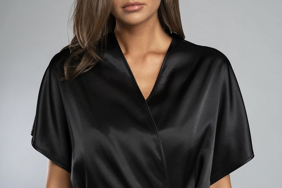 Touch Халат за баня с къс ръкав Италианска мода - черен