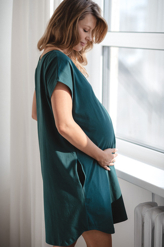 Риза за раждане и кърмене Born of Love Milk&Love с копчета green