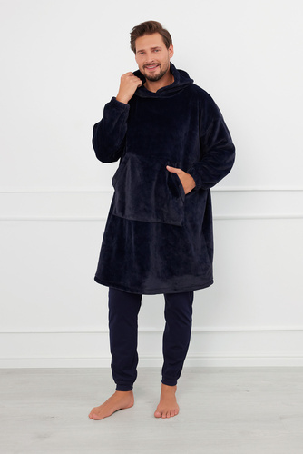 Forio Блуза с качулка унисекс Италианска мода - тъмносиньо 