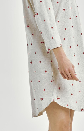 3431 Дамска риза Adele Taro, сиво – памук, плодов десен, 7/8 ръкав