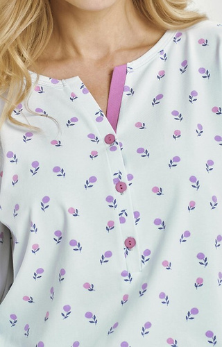 3446 Дамска пижама Yolanda Taro, синя - 7/8 вискозна тениска, памучен панталон