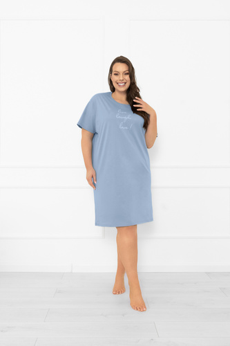 Дамска нощница Ksara - къс ръкав, памук Италианска мода - стомана