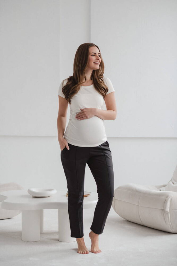 Класически панталон за бременни GraceFit Mama Milk&Love, графитен