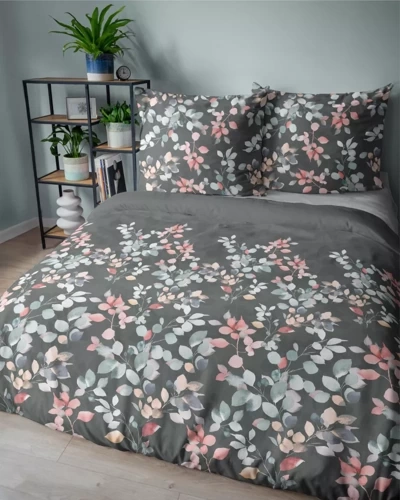 5084 A Home Satin Спално бельо от сатен с клонки Detexpol графит
