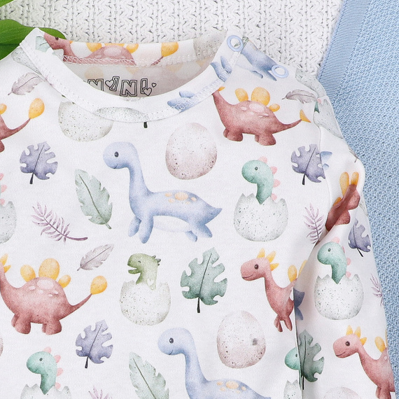 ABN-5564 Боди от органичен памук Dino Explorer с щампа Nini – органичен памук, дълъг ръкав