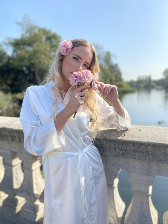 798 Класически дамски халат Forex - перла