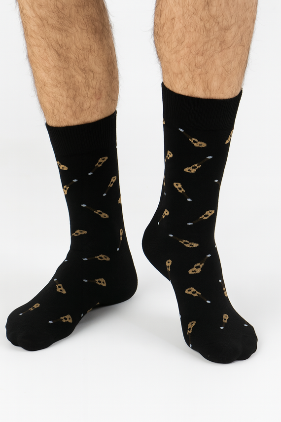 Мъжки чорапи Милена Авангард 0125-122 – Малки китари | Памук, без налягане, полско производство - черен