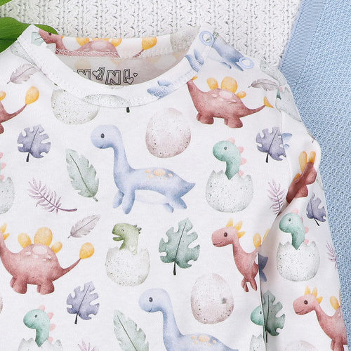 ABN-5564 Боди от органичен памук Dino Explorer с щампа Nini – органичен памук, дълъг ръкав