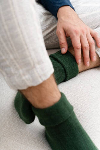 Арт.044 Алпака Мъжки вълнени чорапи Steven -11 зелени