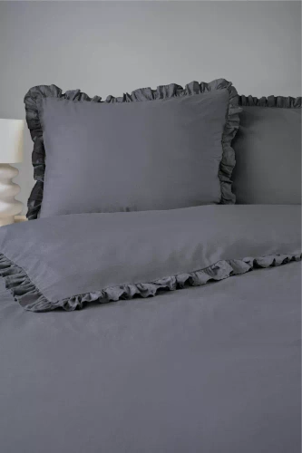 Pure 23 Едноцветно памучно спално бельо Detexpol графит