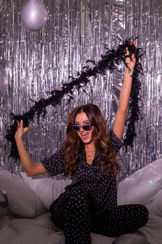 Ria Дамска пижама с къс ръкав и дълъг панталон Италианска мода - принт 