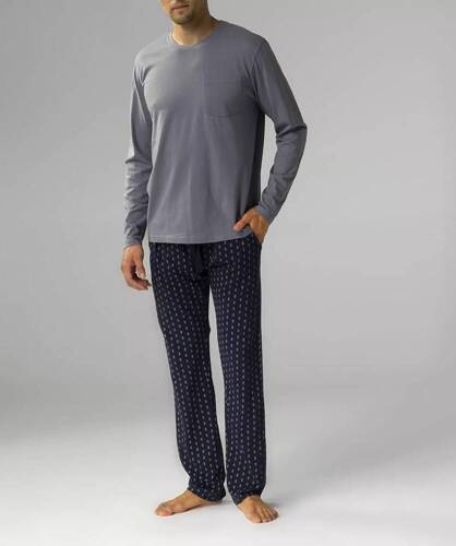 NMP-373 Мъжка пижама с дълъг ръкав Atlantic - сива тъмносиня