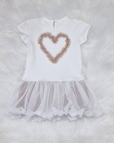 Рокля с къс ръкав в цвят екрю Mia Bambarillo