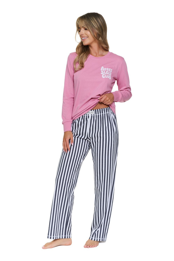 Doctor Nap 7523 Apres Sleep Дамска пижама 100% памук розова на райе