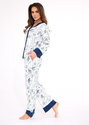 Дамска пижама 514/443 Amber CORNETTE – памук, дълъг ръкав, закопчана
