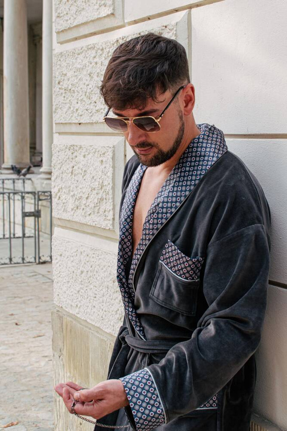 773 Мъжки форекс халат за баня Bonjour - графит