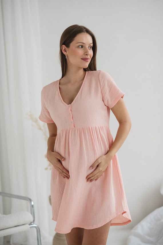 Муселинена нощница за бременни и кърмачки Aurora Milk&Love сьомга