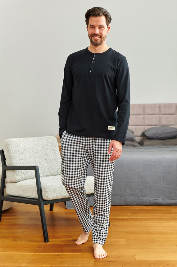 7369 Мъжка памучна пижама Doctor Nap - класическа кройка и естествен комфорт за всяка вечер