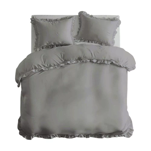 Pure 23 Едноцветно памучно спално бельо Detexpol светло сиво