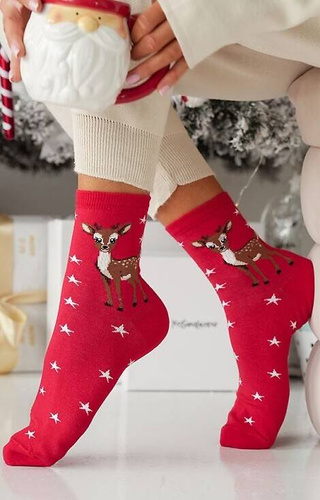 1283-030 Елен Коледни дамски чорапи Милена - червени