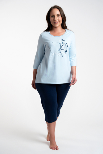 Arietta Дамска пижама с 3/4 ръкав и 3/4 панталон Италианска мода - синя 