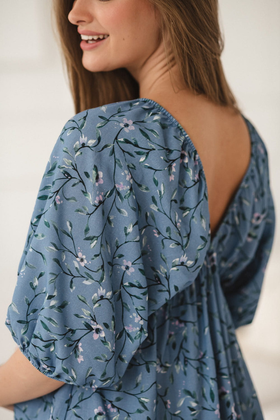 Milk Sun Milk&Love синя рокля за бременни и кърмачки на цветя