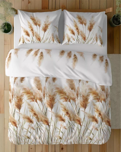 5329 A Сатенено спално бельо Pampas grasses Detexpol gold