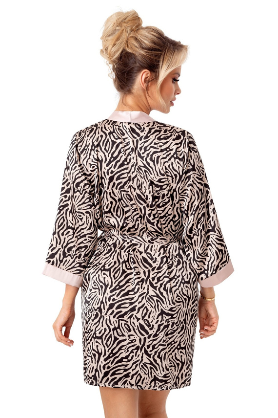 Бежов халат Sheila Donna - сатен, елегантен дамски халат с колан