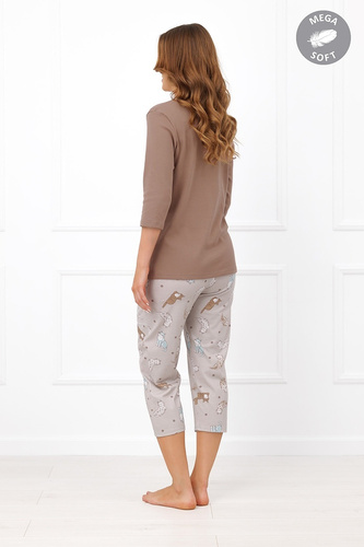 Italian Fashion Filomena дамска пижама Mega Soft 3/4 с котки и джобове