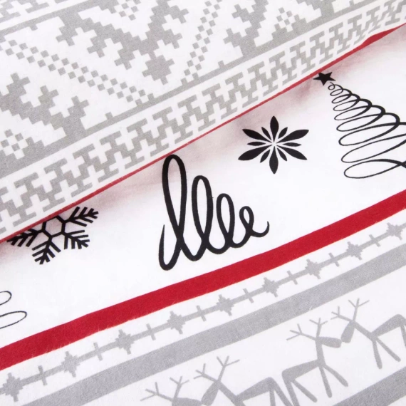 31514/1 Коледен комплект спално бельо от фланел Flannellove Darymex сиво-червено - комплект 100% памук, топъл и мек