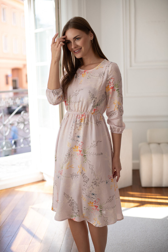 Рокля за бременни Milk&Love за кърмене Lovely Dress Midi с 3/4 ръкав в цветни клонки