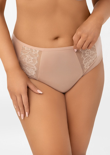 Дамски високи бикини F019 Frida Gorsenia шоколадови с бродерия soft