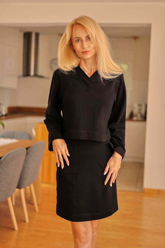 Dallas - дамски комплект: рокля + суичър, 95% памук 5% еластан | Полска марка Mirale - черен