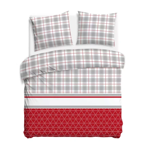 31516/1 Коледен комплект спално бельо от фланел Flannellove Darymex сиво-червено - комплект 100% памук, топъл и мек
