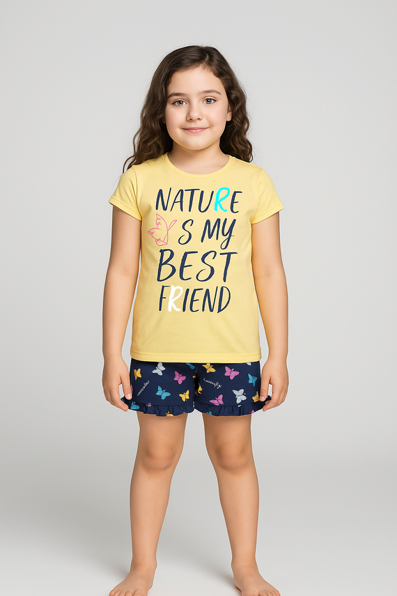 Mariposa Пижама за момичета Италианска мода - жълто/синьо