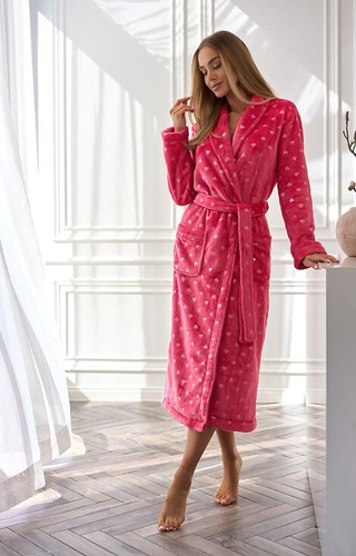 2552 Дамски дълъг халат Cora L&amp;L малина - Елегантност и комфорт в едно