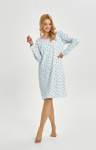 3447 Дамска риза Yolanda Taro – памук с еластан, щампа на цветя, дълъг ръкав