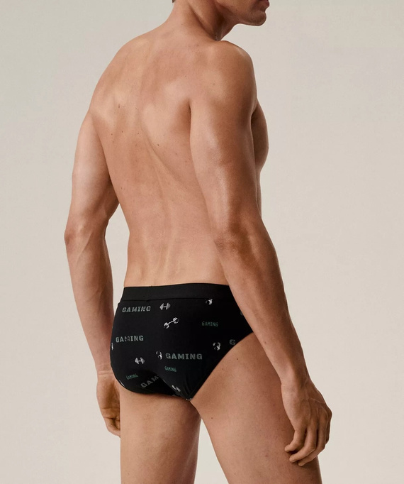 Мъжки слип Atlantic 3MP-206/25 черно каки - памук, 3 бр., класическа кройка