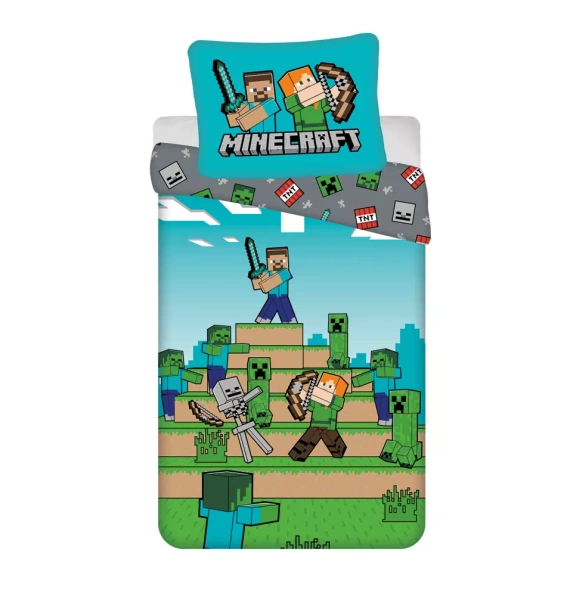 Памучно спално бельо Minecraft "We Got This" от Jerry Fabrics - 140x200 см, 100% памук, двустранно