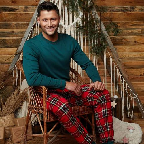 Narvik Мъжка пижама с дълъг ръкав, дълъг панталон Италианска мода - зелено/принт