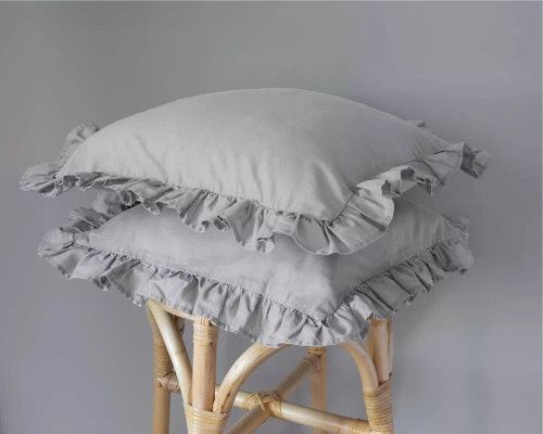 Pure 23 Едноцветно памучно спално бельо Detexpol светло сиво