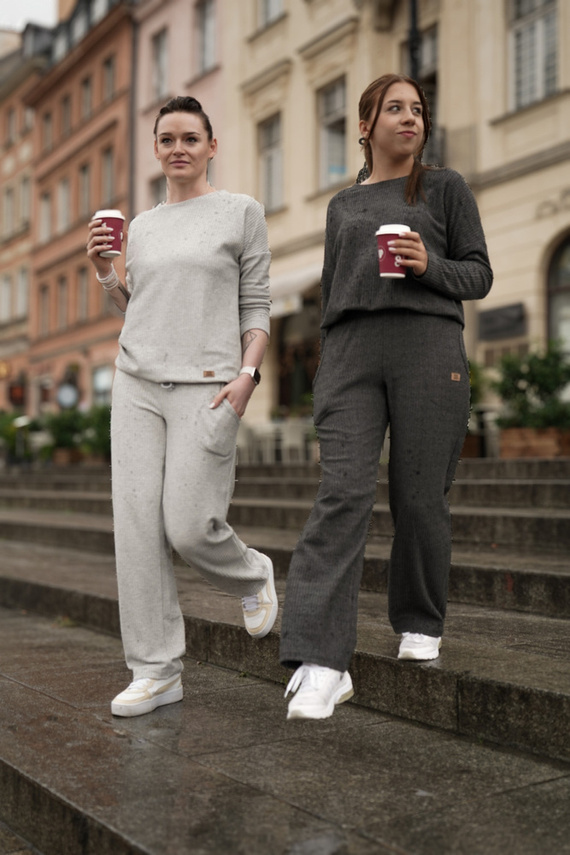 Дамски комплект Avira Italian Fashion - светъл меланж