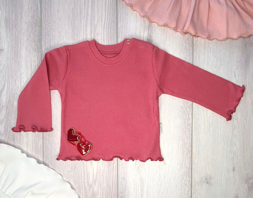BI004 Момичешка блуза с дълъг ръкав Mamatti - розова